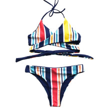 Load image into Gallery viewer, Reversible Colorful Days Stripe Bikini Set