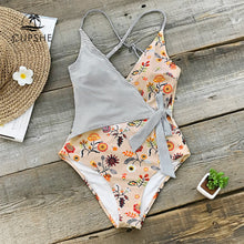 Load image into Gallery viewer, Floral And Striped Swimsuit