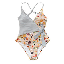 Load image into Gallery viewer, Floral And Striped Swimsuit