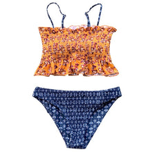Load image into Gallery viewer, Smocked Green Leaf Print Bikini Set