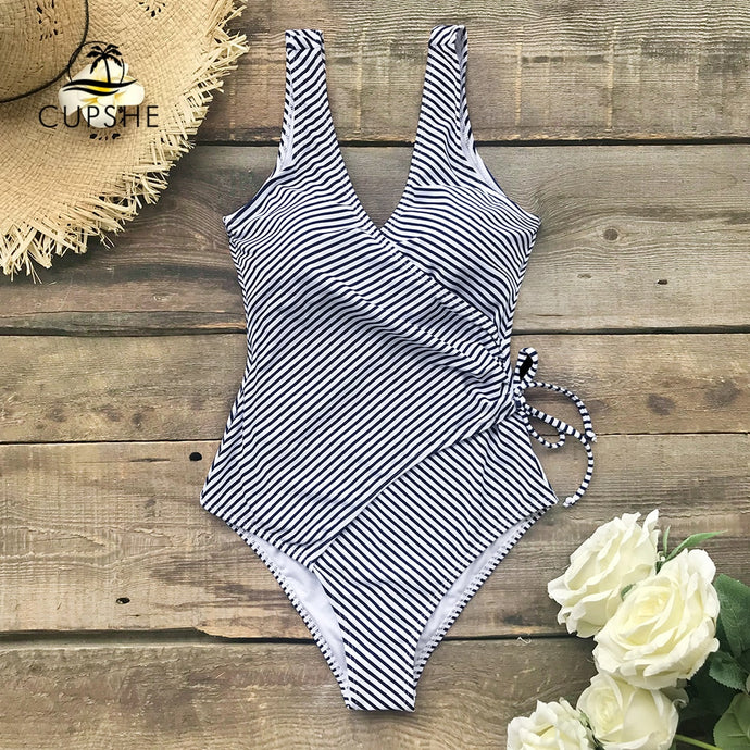 Blue and White Stripe Swimsuit