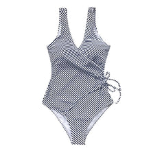 Load image into Gallery viewer, Blue and White Stripe Swimsuit